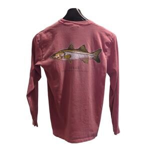 Phins Comfort Colors Mens Long Sleeve Tee Size Medium Red Snook Fish Outdoor